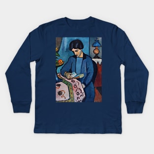 August Macke Art Titled Woman Reading Kids Long Sleeve T-Shirt